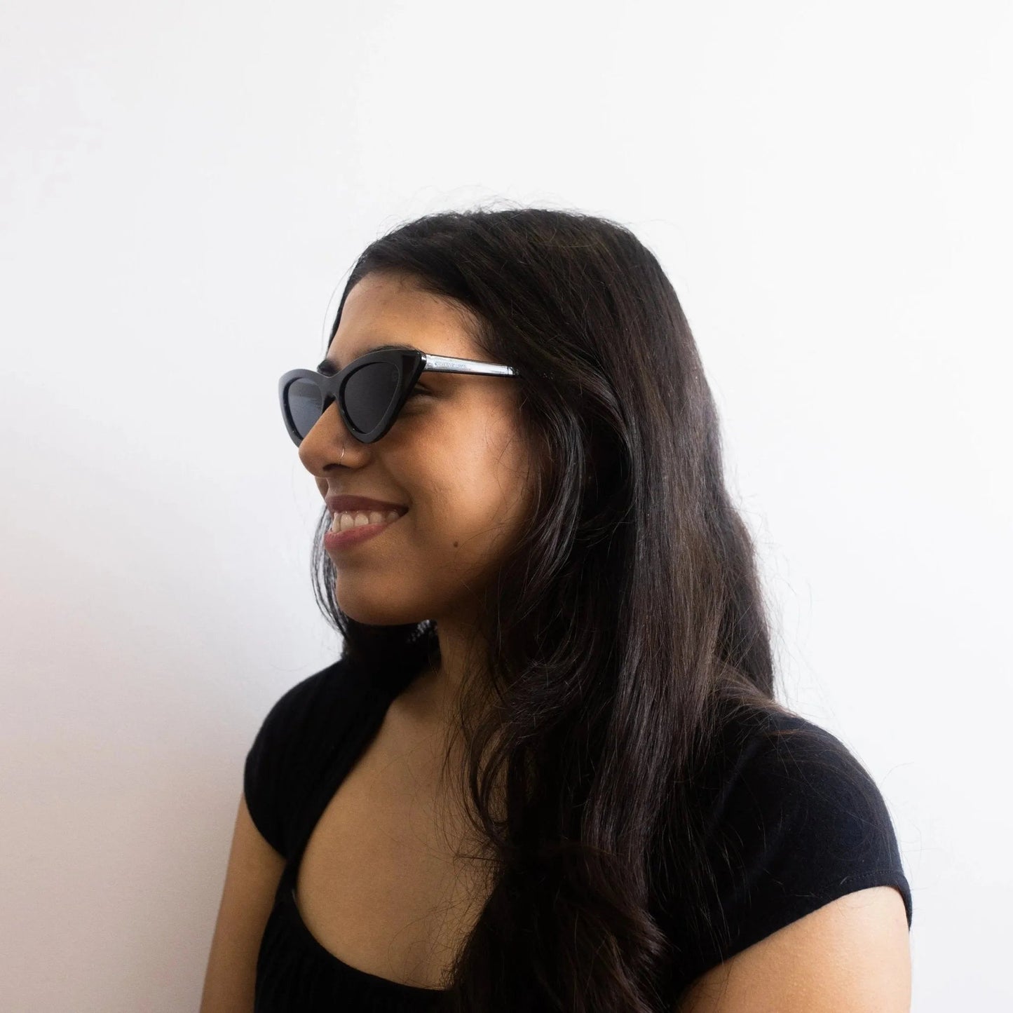 Damen Schwarze Katzenaugen Sonnenbrille