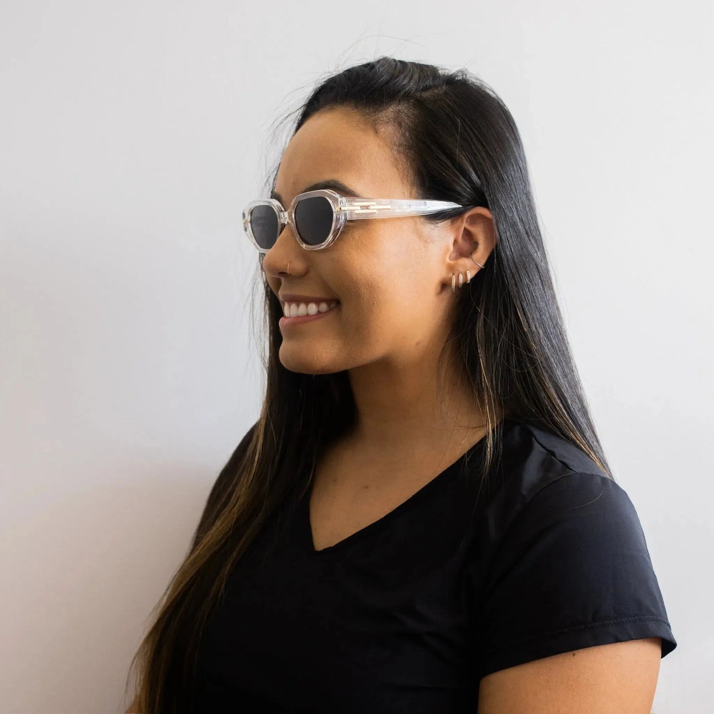 Damen Transparente Kristall Sonnenbrille